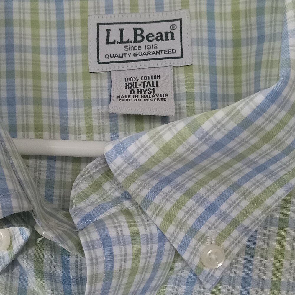 Men's L.L. Bean XXL Tall Button Down Short Sleeve Wrinkle Resistant Shirt